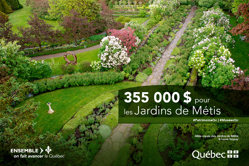 355 000$ pour les Jardins de Mtis #PatrimoineQc