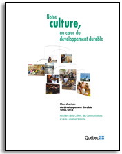 Page couverture du plan d'action Notre culture, au coeur du développement durable.