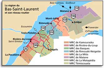 Carte du Bas-Saint-Laurent
